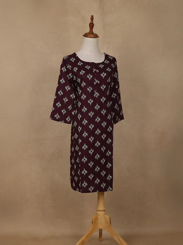 Wine Diamond Design Print Rayon Kurti - Diadem