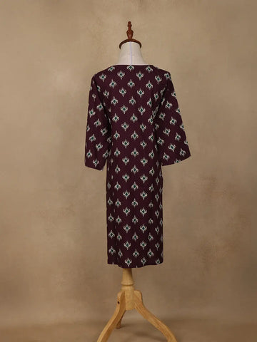 Wine Diamond Design Print Rayon Kurti - Diadem