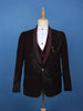 Wine Embellished Satin Men's Suit with Leaf Sequin Work - Diadem