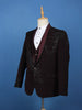 Wine Embellished Satin Men's Suit with Leaf Sequin Work - Diadem