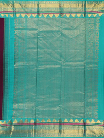 Wine Floral Butta Woven Pure Kanchipuram Silk Saree - Diadem