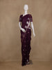Wine Floral Design Semi Banarasi Silk Saree
