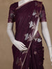 Wine Floral Design Semi Banarasi Silk Saree
