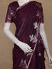 Wine Floral Design Semi Banarasi Silk Saree