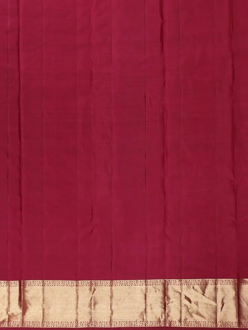 Wine Floral Design Woven Pure Kanchipuram Silk Saree With Zari Border - Diadem