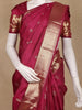 Wine Floral Design Woven Pure Kanchipuram Silk Saree With Zari Border - Diadem