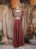Wine Floral Embroidered Design Crepe Palazzo Suit With Dupatta