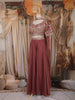 Wine Floral Embroidered Design Crepe Palazzo Suit With Dupatta