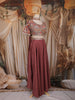 Wine Floral Embroidered Design Crepe Palazzo Suit With Dupatta