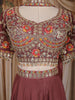 Wine Floral Embroidered Design Crepe Palazzo Suit With Dupatta