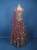 Wine Floral Embroidered Design Net Gown
