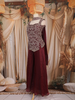 Wine Floral Embroidered Design Organza Palazzo Suit