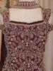 Wine Floral Embroidered Design Organza Palazzo Suit