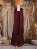 Wine Floral Embroidered Design Organza Palazzo Suit