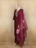 Wine Floral Embroidered Semi Silk Salwar Suit With Dupatta - Diadem