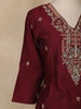 Wine Floral Embroidered Semi Silk Salwar Suit With Dupatta - Diadem