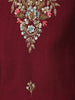 Wine Floral Embroidered Semi Silk Salwar Suit With Dupatta - Diadem