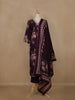 Wine Floral Printed Cotton Salwar Suit With Dupatta - Diadem