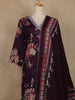Wine Floral Printed Cotton Salwar Suit With Dupatta - Diadem