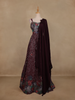 Wine Floral Sequins Embroidered Design Georgette Gown
