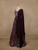 Wine Floral Sequins Embroidered Design Georgette Gown