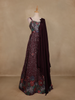 Wine Floral Sequins Embroidered Design Georgette Gown