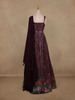 Wine Floral Sequins Embroidered Design Georgette Gown
