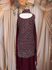 Wine Sequins Embroidered Design Georgette Kids Palazzo Suit with Dupatta
