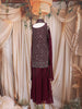 Wine Sequins Embroidered Design Georgette Kids Palazzo Suit with Dupatta
