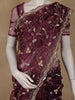 Wine Floral Sequins Embroidered Organza Saree - Diadem