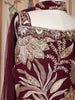Wine Floral Zari Embroidered Design Georgette Kids Sharara Suit with Dupatta