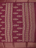 Wine Pochampally Ikat Design Cotton Saree with Zari Border