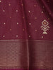 Wine Pochampally Ikat Design Cotton Saree with Zari Border