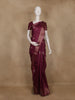 Wine Pochampally Ikat Design Cotton Saree with Zari Border