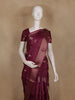 Wine Pochampally Ikat Design Cotton Saree with Zari Border