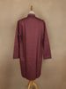 Wine Mirror Work Embroidered Cotton Kurta For Men - Diadem