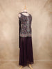 Wine Multicolor Floral Embroidered Georgette Peplum Palazzo Suit with Choker Dupatta