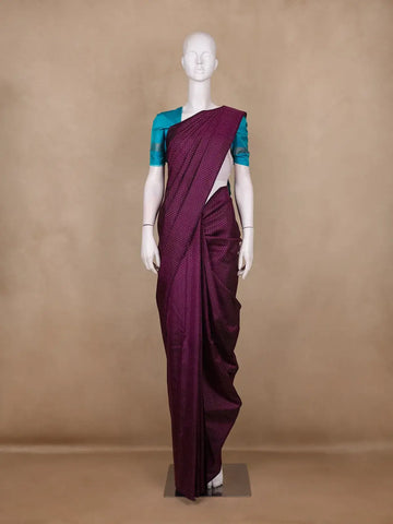 Wine Purple Butta Design Pure Kanchipuram Silk Saree - Diadem