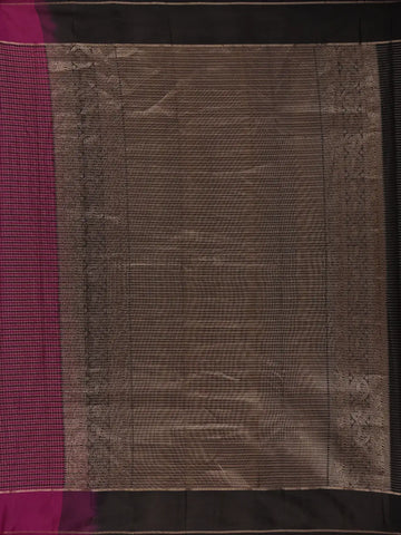 Wine Purple Checked Woven Pure Kanchipuram Silk Saree - Diadem
