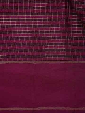 Wine Purple Checked Woven Pure Kanchipuram Silk Saree - Diadem