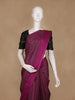 Wine Purple Checked Woven Pure Kanchipuram Silk Saree - Diadem