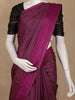 Wine Purple Checked Woven Pure Kanchipuram Silk Saree - Diadem