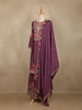Wine Purple Floral Design Georgette Palazzo Salwar Suit - Diadem