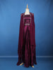 Wine Purple Floral Sequins Design Satin Skirt Top - Diadem