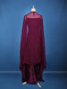 Wine Purple Floral Sequins Design Satin Skirt Top - Diadem