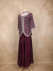 Wine Purple Floral Thread Embroidered Semi Silk Palazzo Suit with Dupatta