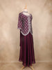 Wine Purple Floral Thread Embroidered Semi Silk Palazzo Suit with Dupatta