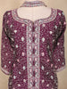 Wine Purple Floral Thread Embroidered Semi Silk Palazzo Suit with Dupatta