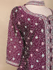 Wine Purple Floral Thread Embroidered Semi Silk Palazzo Suit with Dupatta
