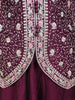Wine Purple Floral Thread Embroidered Semi Silk Palazzo Suit with Dupatta